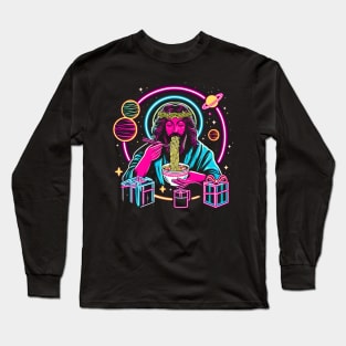 RAMEN JESUS PLANETS STARS RETRO 80'S NEON VIBE Long Sleeve T-Shirt